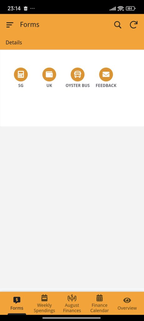Form view of Personal Finance App Boba Finances